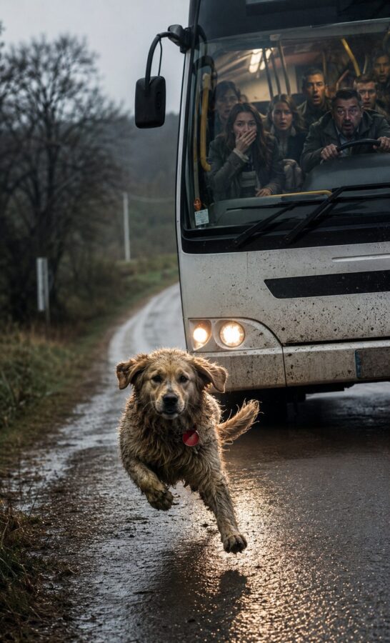 A kutya a semmiből bukkant elő, kilométereken át üldözte a buszt, majd hirtelen a kerekei elé vetette magát – és amit ezután tett, attól minden utasnak elakadt a szava...